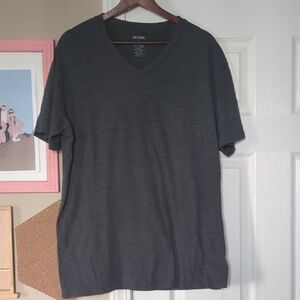 Dark Gray V-Neck Short Sleeve Tee